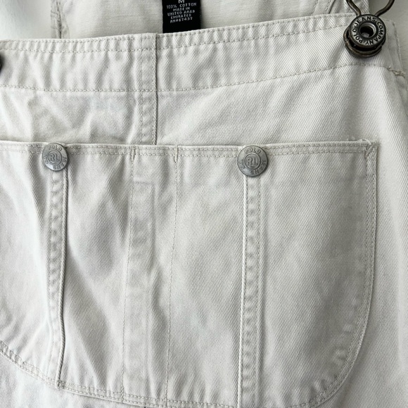 Vintage Polo Jeans Ralph Lauren Medium Overalls Cream Cotton Cargo Shortalls - Picture 4 of 9